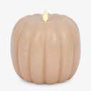 Luminara Tall Pumpkin Figural Flameless Flickering Moving Flame LED Candle (5.7" x 5.5"), Chalky Finish Real Unscented Wax, Time Function (Irish Cream)