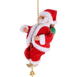 Climbing Santa Claus on Rope Santa Claus Cimbing Wall Decoration Christmastree Hanging Christmas Creative Decoration with Beaded Rope Climbs Musical Moving for Indoor Party Home Ornaments