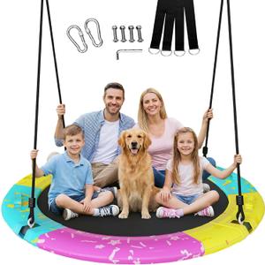Tree Swing, 48'' Saucer Swing for Kids and Adults, ASTM Approved Swing Sets with Tree Hang Kit, 900lbs Weight Capacity, Backyard Or Playground, Waterproof and UV-Resistant Mat