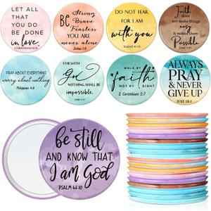 18 Pcs Mini Christian Compact Mirror Bulk Back to School Gifts for Teachers Inspirational Bible Verse Aesthetic Pocket Mirrors for Women First Day of School Church Group Mentors