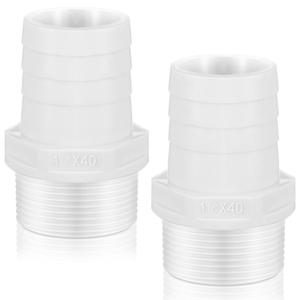 2 Pieces Pool PVC Fitting Tube Fitting Adapter Barbed Hose Fittings Barbed x NPT Male for Industrial Tube Portable Water Garden Kitchen Hose Swimming Pool Pump(1-1/2",White,2 Pcs)