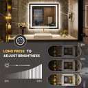 LOAAO 30"x38" LED Bathroom Mirror with Lights, Anti-Fog, Dimmable, Backlit + Front Lit, Lighted Bathroom Vanity Mirror for Wall, Memory Function