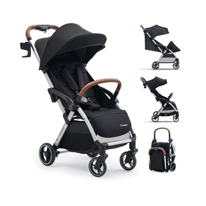 BABIDEAL Lightweight Travel Stroller for Baby, Self-Folding Toddler Stroller with Large Canopy, Full-Reclining Seat, Cup Holder Included - Newborn to 50lbs.