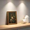 Vintage Gold Framed Moody Floral Wall Art,Dark Green Botanical Canvas Print, 24"LX16"W