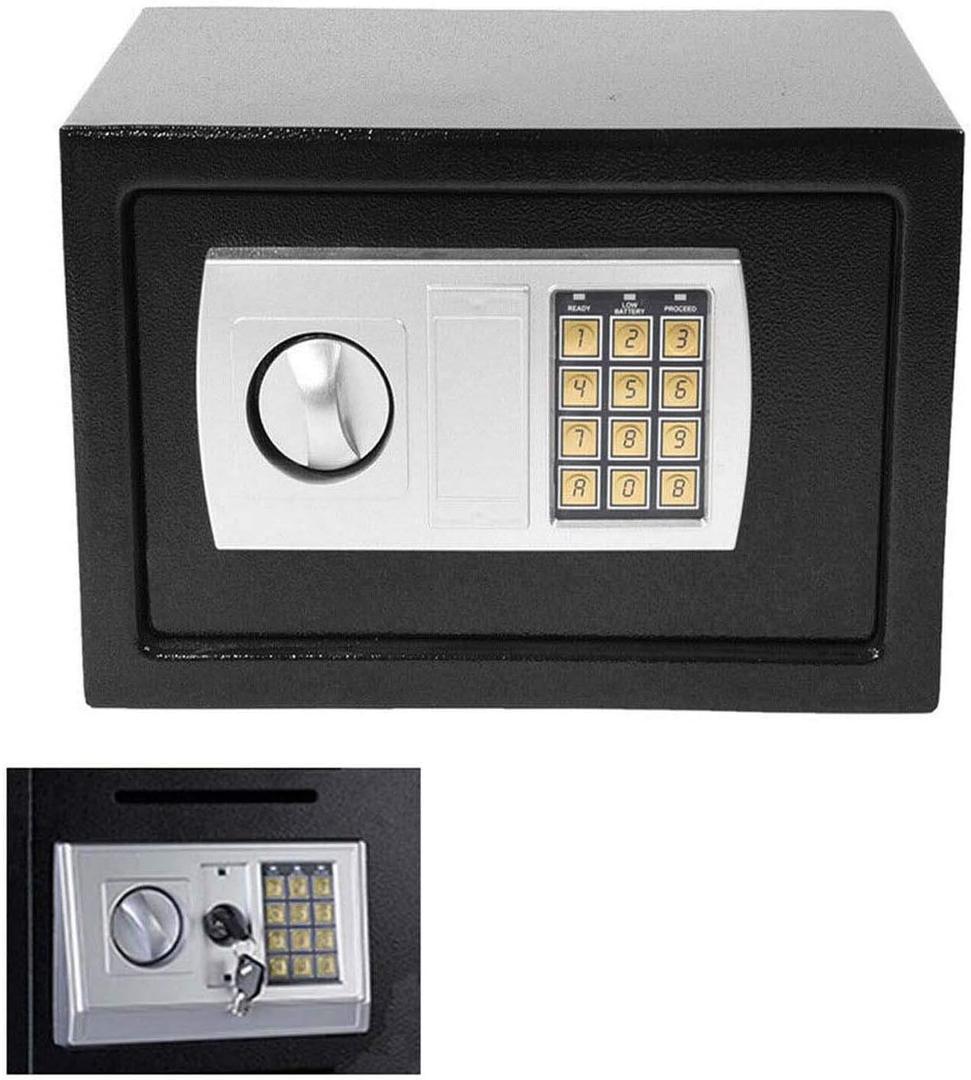 Electronic Password Security(Black) with Code & Key for Stovaluable Objects at Home or Office, 8.5L Medium Size 31X20X20Cm(Lxwxd)