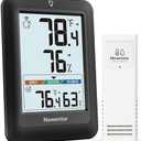 Newentor Indoor Outdoor Thermometer Wireless, Weather Stations Wireless Indoor Outdoor, Outdoor Thermometers for Patio House, Black with 1 Sensor