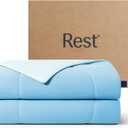 REST Evercool Cooling Comforter, Full/Queen, Blanket for Hot Sleepers, All Season Bedding to Keep Cool for Night Sweats, Breathable Lightweight Blanket, 90"x90" Inches, Aqua Blue (Full / Queen (90"x90"))