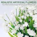 12 Bundles Artificial Flowers for Outdoors Summer Decor, Realistic UV Resistant Fake Plants Faux Plastic Flowers for Outside Planter Home Gardens Patio Porch Yards Spring Cemetery Decor(White)