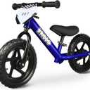 KRIDDO Toddler Balance Bike 2 Year Old, Age 18 Months to 5 Years Old, 12 Inch Push Bicycle with Customize Plate (3 Sets of Stickers Included), Steady Balancing, Gift Bike for 2-3 Boys Girls, Blue