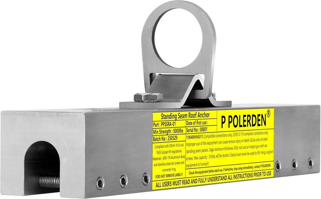 Standing Seam Roof Anchor Clamp, Reusable Roofing Anchors Fall Protection Safety Kits, No Drill Roof Anchor, OSHA/ANSI Compliant, Lightweight, Solid Aluminum Alloy