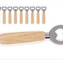 30 pcs wooden handle stainless steel beer bottle opener, smooth rubber wooden drink bottle cap opener family party bar bartender, DIY logo engraved gift