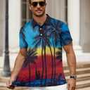 Hawaiian Golf Polo Shirts for Men Hawaiian Polo Shirts Premium Print Golf Top Moisture Wicking Dry Fit Soft Sports Tees (M)