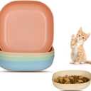 Cat Food Bowl Set, 6 inch Wide Shallow Cat Bowl for Relief Whisker Fatigue,Small Flat Cats Dish, Shallow Pet Feeding Dish or Plate for Kittens and Small Dogs (4Pcs)