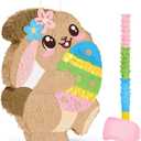 WERNNSAI Easter Bunny Piata - Easter Piata with Blindfold and Stick Spring Easter Piata for Kids Easter Party Decoration Supplies for Birthday Decoration School Spring Party Game