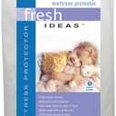 Fresh Ideas Fitted Vinyl Mattress Protector, Waterproof, Hypoallergenic, 14" Pockets, Queen