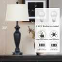 Cinyirong 30" Tall Table Lamps Set of 2, Touch Control Bedside Lamp with USB A+C Ports and AC Outlet, 3-Way Dimmable Modern Metal Nightstand Lamp for Bedroom Living Room, 2 LED Bulbs Included, Black