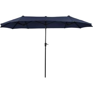 PHI VILLA 13ft Double-Sided Twin Outdoor Patio Umbrella Market Umbrella (Navy)