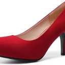DREAM PAIRS Tiffany Women's Classic Elegant Versatile Low Stiletto Heel Dress Platform Pumps Shoes, Size 8, Red, TIFFANNY
