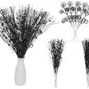 ICBOX 20PCS Glitter Artificial Curly Berry Stems Ornaments Fake Christmas Candy Picks Decorative Glitter Sticks Branches Combo Set for Xmas Tree Wreath Crafts Vase Filler Home Decor (Black)