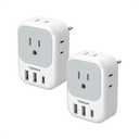 TESSAN European Travel Plug Adapter 2 Pack, Type C PlugNot Voltage Converter, 4 Outlets 3 USB (1 USB C PD 20W), For Europe Italy Spain France Portugal Iceland Germany