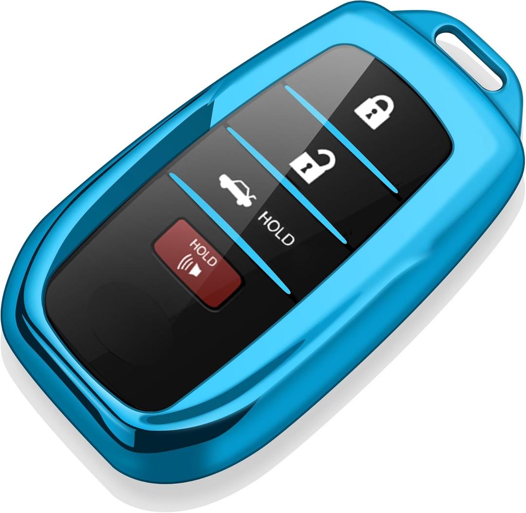 Tukellen for Toyota Key fob Cover Soft Key Shell Case for 2025 Camry 2019-2025 Land Cruiser,2021-2025 Sienna Venza Hilux Fortuner 2023-2025 Highlander Tundra Corolla bZ4X Prius 4/5/6 Buttons-Blue