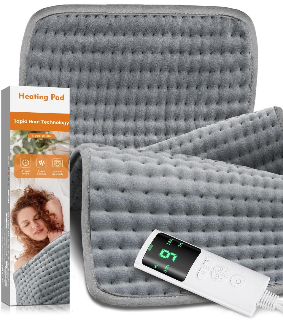17''×33'' Heating Pad for Back Pain, Electric Heating Pad with 9 Heat Settings & 4 Timers Auto Shut Off, Extra Large Heating Pad for Period Cramps & Sore Muscles, Machine Washable, Dry & Moist Heat