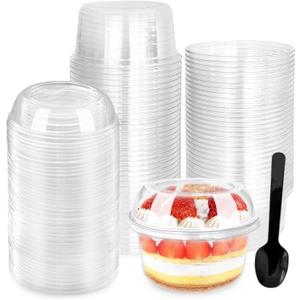 Jnnzzggu 60Pcs Plastic Dessert Cups with Lid,12 oz Disposable Clear Parfait Cups,Snack Bowls for Parties,Weddings,Cupcake,Pudding,Ice Cream,Yogurt,Appetizers,Fruits,Mousse