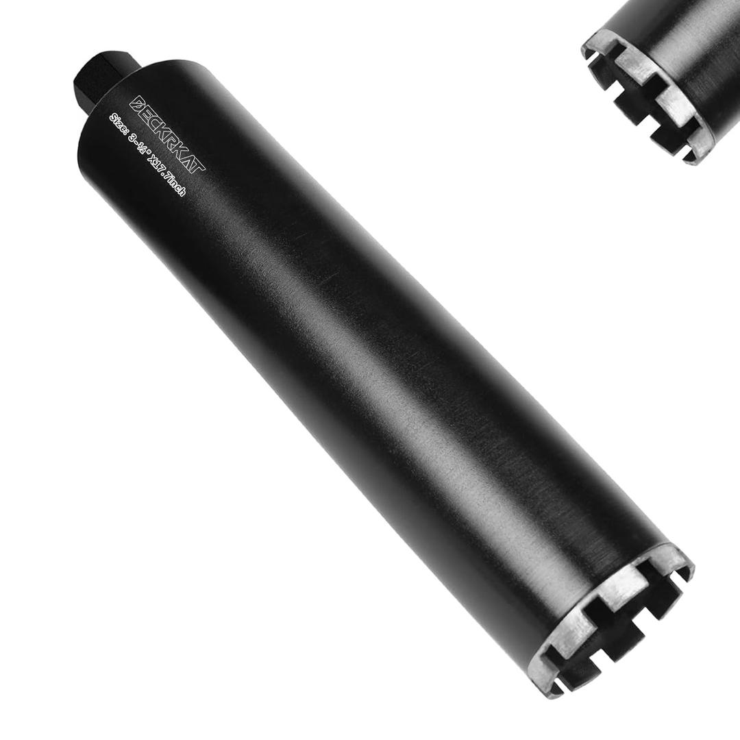 3-1/2" Diamond Core Drill Bit with 17-3/4" Total Length, 1-1/4"-7 Thread, Laser-Welded Segments for High-Performance Drilling Cured Concrete, Brick, Stone, Masonry Walls and Floors.
