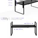 Nxconsu Cabinet Shelf Expandable Height Adjustable Organizer Riser for Kitchen Cabinet Pantry Cupboard Under Sink Countertop Organization Storage Space Saver Stackable Heavy Duty Metal Black
