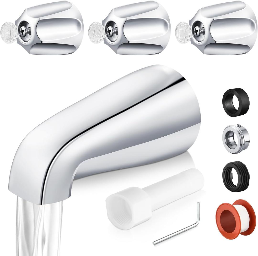 Bathtub Faucet and Shower Knobs Replacement,Easy to Install Tub Spout Set for 1/2" Copper Pipe,1/2" IPS and 3/4" IPS with Install Tool