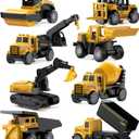 Geyiie 8 Pack Alloy Diecast Construction Vehicle Toy Set, Pull Back Trucks with Excavator Dump Truck Bulldozer Forklift, Durable Gift Toys for Toddlers Kids Boys & Girls