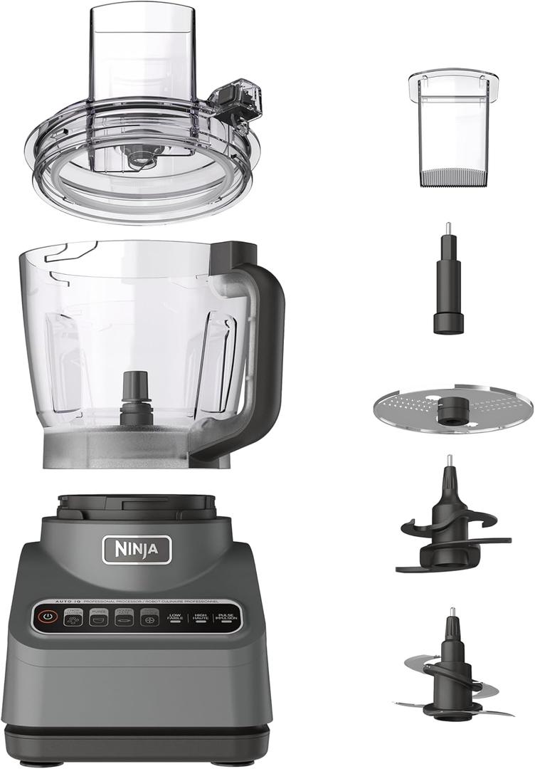 Ninja Food Processor, Professional Plus, 1000 Peak Watts, 4 Functions for Chopping, Slicing, Purees & Dough with 9-Cup Processor Bowl, 3 Blades, Food Chute & Pusher, Silver, BN601 Ninja Food Processor, Professional Plus, 1000 Peak Watts, 4 Functions for Chopping, Slicing, Purees & Dough with 9-Cup Processor Bowl, 3 Blades, Food Chute & Pusher, Silver, BN601
