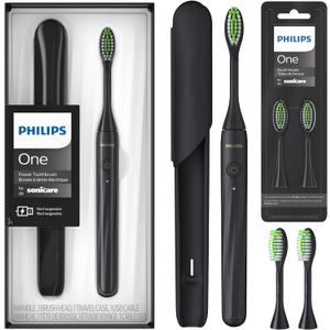 Philips Sonicare One by Sonicare Rechargeable Toothbrush, Brush Head Bundle, Shadow Black, BD1003/AZ