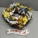 Fall Wreaths for Front Door Outside Decor, 22" White Pumpkin Berry Eucalyptus Leaves Pinecone Wreath Autumn Decorations with Bow and Hanging Sign for Thanksgiving Home Outdoor Indoor Porch Harvest