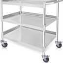 3 Tier Stainless Steel Utility Cart | Heavy Duty Metal Rolling Cart with Handle & Wheels | Ideal for Kitchen, Restaurant, Hospital, Laboratory & Home (19''x31''x34'')