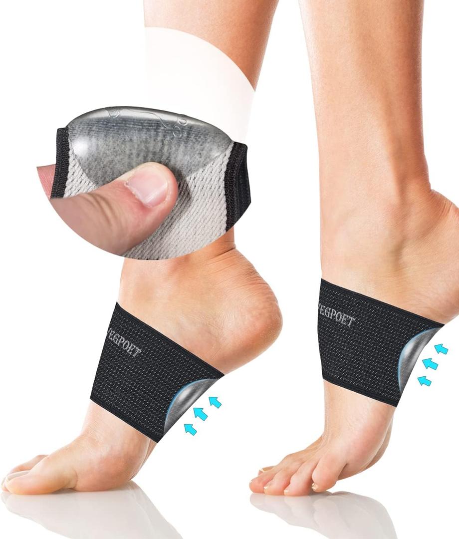 Copper Arch Support - Plantar Fasciitis Relief Arch Supports Bands/Sleeves with Gel Pads, Flat Feet Pain Relief,Men Women 1 Pair Black (S (Men 4.5-7.5/Women 5.5-8.5))