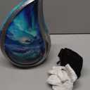 M MEILINXU Large Urn for Ashes for Women, Funeral Cremation Urn for Adult Male, Teardrop Urns for Human Ashes Adult Man & Female, Decorative, Galaxy, Turquoise, Aurora Borealis - Full Size Urns