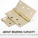 goldenwarm Pack of 6 4in Door Hinges Brushed Brass Gold Door Hinges Butt Hinges with Square Corners, Interior Door Hardware