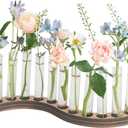 Test Tube Vases for FlowersSmall Plant Propagation StationS Shape Plant Terrarium with Wooden Stand(Amber)