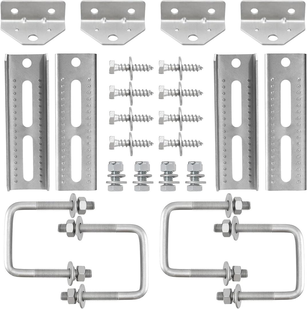 4 Pack 8"/10"/12" Boat Trailer Bunk Brackets for 1.5" x 3", 2" x 3", 3" x 3" Boat Trailer Crossmember