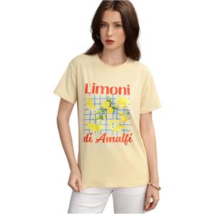 SweatyRocks Women's Letter Shirt Lemon Graphic Tees Short Sleeve Casual T Shirts (Yellow, M)