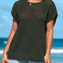 PRETTYGARDEN Womens Spring Tops 2026 Summer Shirts Crochet Cap Sleeve Sweater Pullover Cute Beach Vacation Clothes (Green, M)
