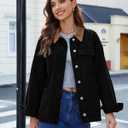 luvamia Jean Jacket Women Trendy Button Down Contrast Corduroy Collar Casual Loose Fit Denim Barn Jackets with Pockets (S)