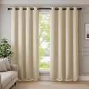 Urban Space 63L x 46W inch Grommet Blackout Curtains for Bedroom and Living Room - Set of 2 Panels Solid Thermal Insulated Room Darkening Curtains (Beige)