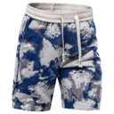 Mylldey Mens Shorts Casual Relaxed Fit Men's Walk Elastic Waist Drawstring Flat Front Shorts (Navy, 2XL) (Blue, XXL)