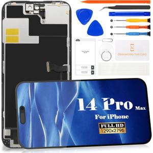 SRJTEK Screen Replacement for iPhone 14 Pro Max (6.7") [INCELL], [DIY Repair Kit] Premium LCD Display Touch Digitizer Assembly with Tools & Adhesive, for A2651 A2893 A2894 A2895, Face ID Supported