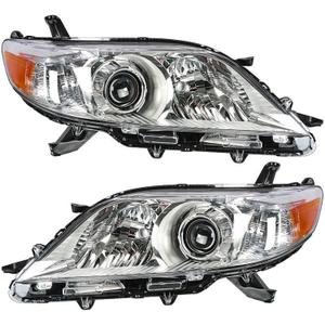 Silscvtt Headlights Front Head Lamps Replacement for Toyota Sienna 2011-2018 Halogen Projector Headlamp Pair Driver and Passenger Side