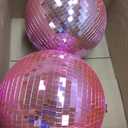 12" Mirror Disco Ball with Hanging Ring, 12 Inch Pink Disco Ball Decor with 20pcs Replacement Mirror for DJ Club, Party, Wedding, Home Decor, Live Stage for Easy Installation, Disco Ball Mirror Ball