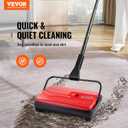 VEVOR Carpet Sweeper Manual, Floor Sweeper with 300 ml Dustbin Capacity Easy to Empty, 6.7 inch Cleaning Width for Home Office Carpets Pet Hair Dust, Red