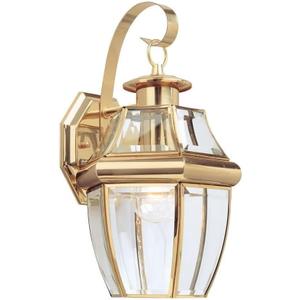 Generation Lighting 8067-02 Lancaster Traditional One - Light Outdoor Wall Lantern Outside Fixture, Polished Brass Finish, 100 Total Watts, 14 Inch Height, 7.75 Inch Wide